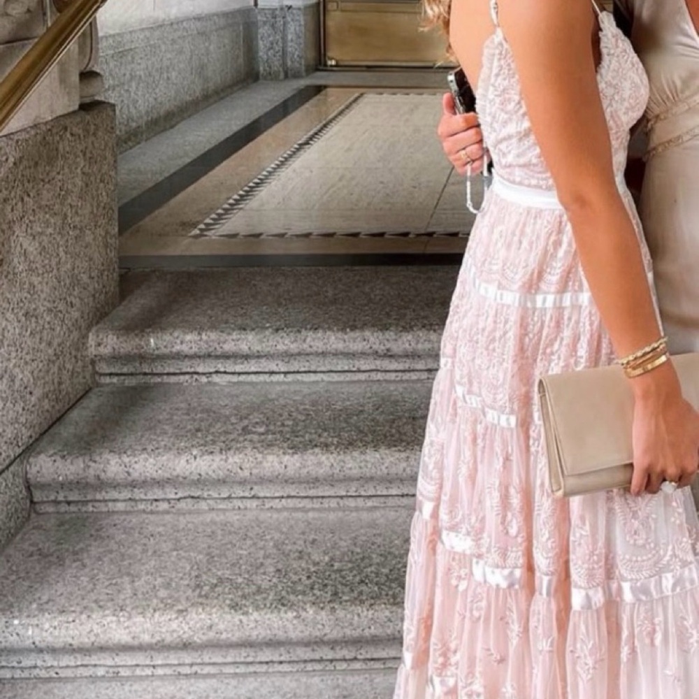 Needle and Thread Elegant Pink Lace Tiered Maxi Dress - Women